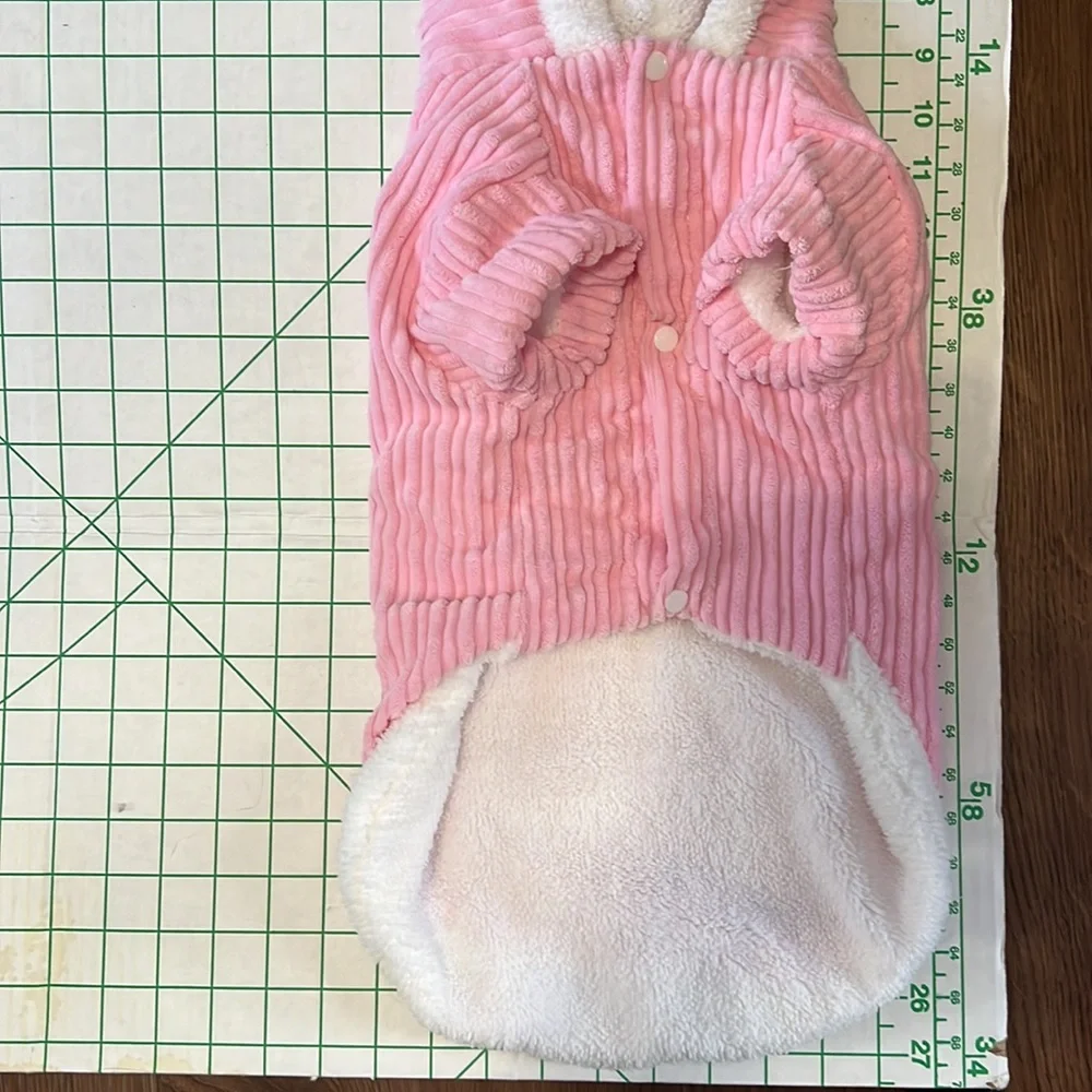 NWT dog bunny costume Dog Cat Ribbed pink with white fleece Halloween costume